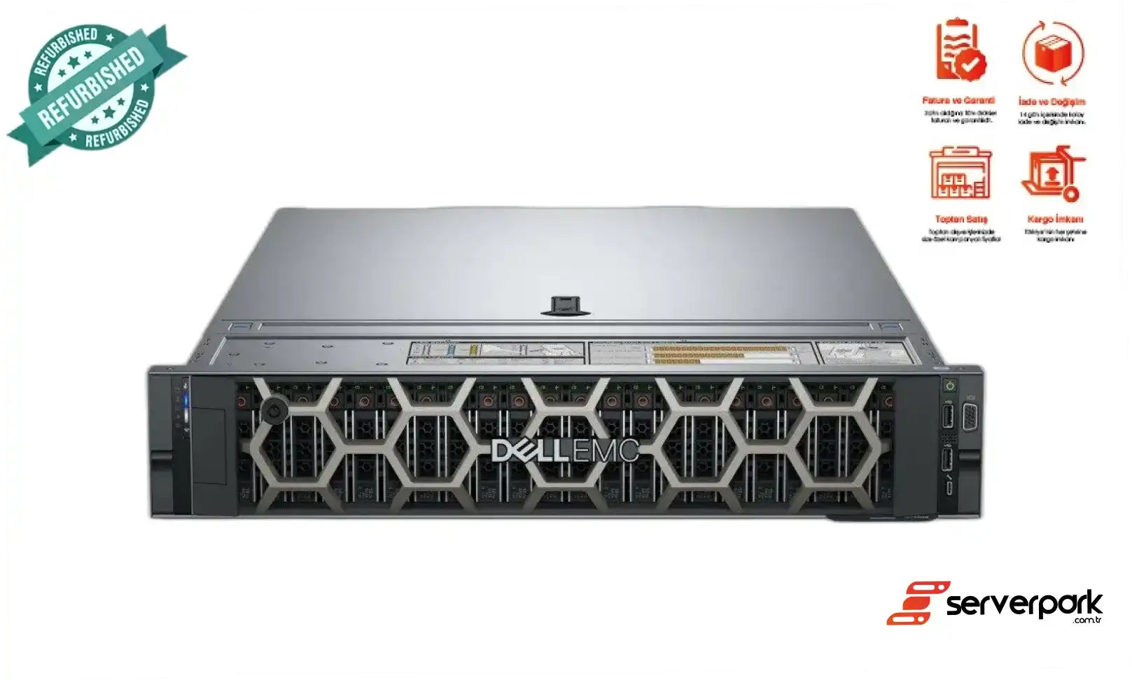 ﻿DELL R740 -16SFF / 2 x Platinum 8206L CPU / 1.5 TB DDR4 RAM / 2GB RAID / 2 x 750W PS / Universal Raf Kızak / Front Bazel