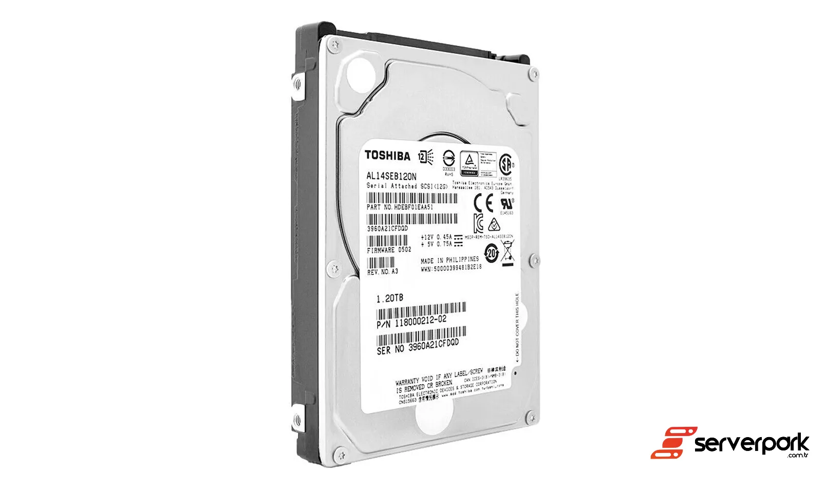 TOSHIBA AL14SEB120N 1.2TB 2.5' SAS HDD - PN: AL14SEB120N / 118000212-02