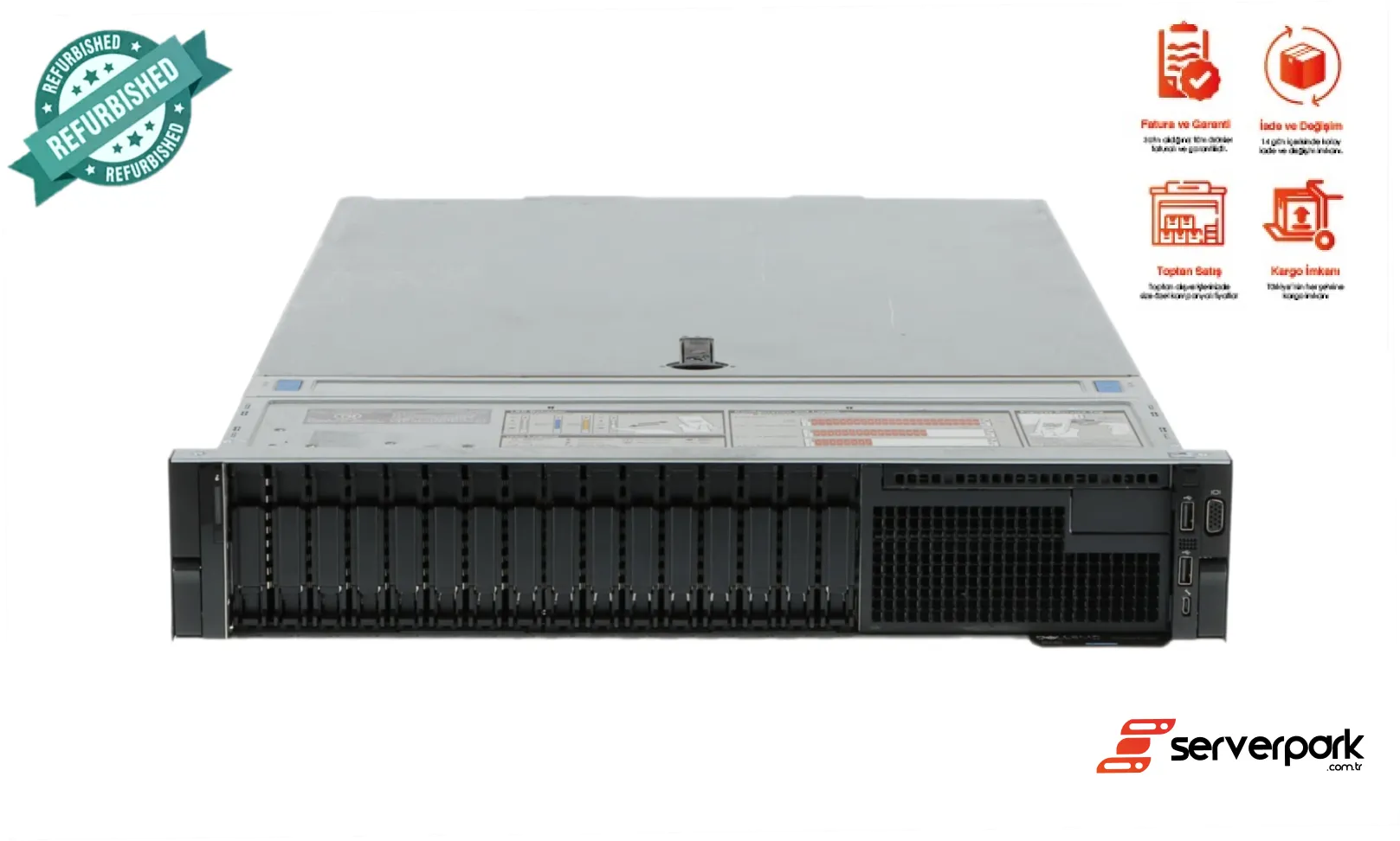 DELL R740 - 16SFF / 2 x Gold 6138 CPU / 256GB DDR4 RAM / 2GB RAID / 2 x 750W PS / Universal Raf Kızak / Front Bazel