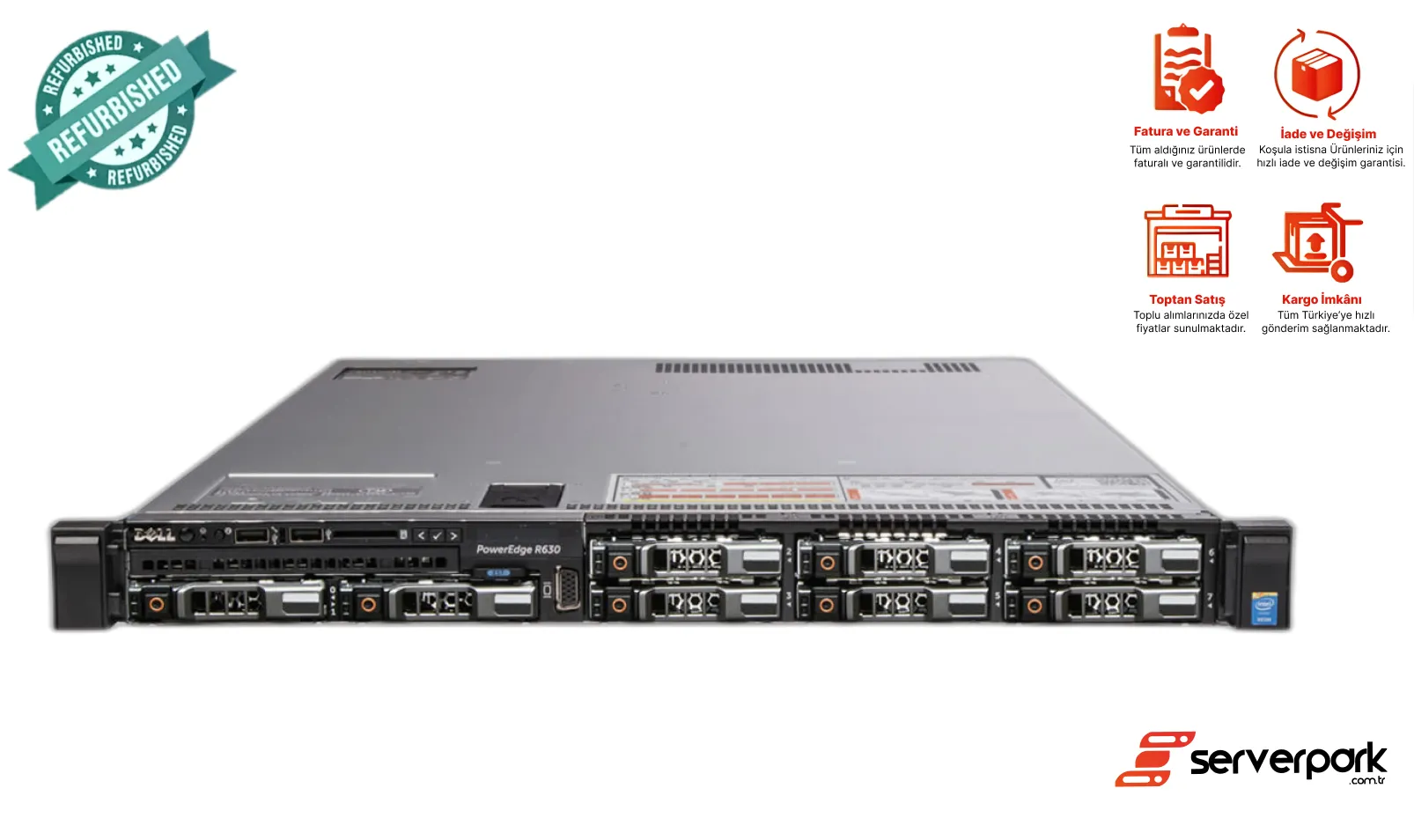 DELL R630  - 8SFF / 2 x  E5- 2680 V4 CPU / 512 GB DDR4 RAM / 1GB RAID / 2 x 750W PS / Universal Raf Kızak 