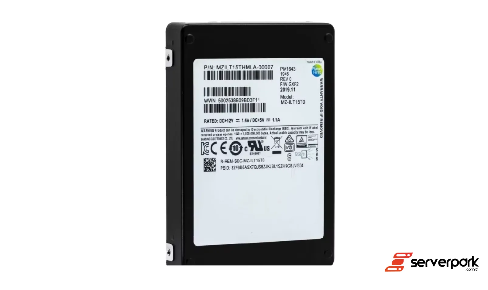 Samsung PM1643a 15.36 TB 2,5' SAS SSD -PN: MZILT15THALA-00007
