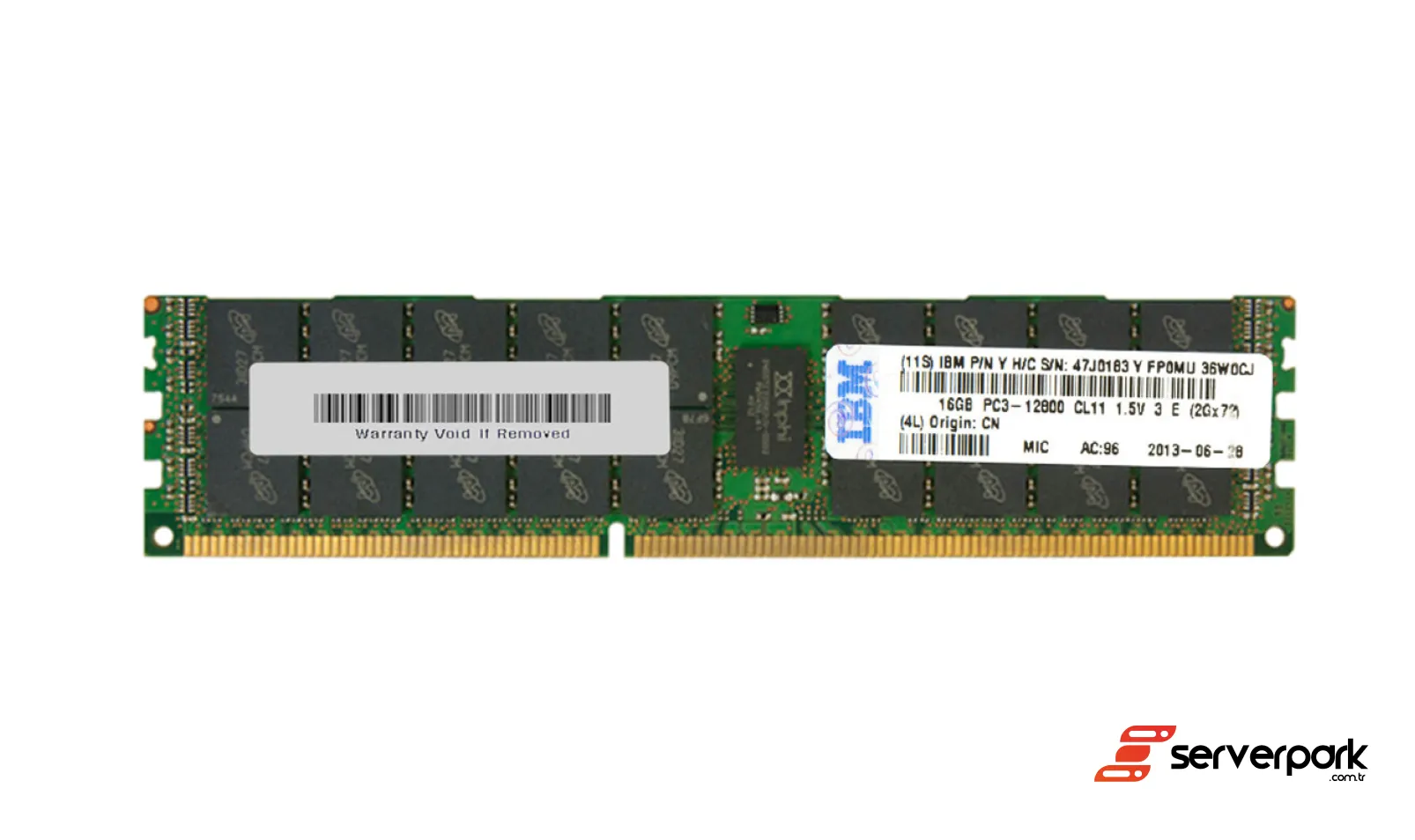 IBM 16GB 2Rx4 PC3-12800R R-DIMM DDR3 REG ECC PN: 47J0183 