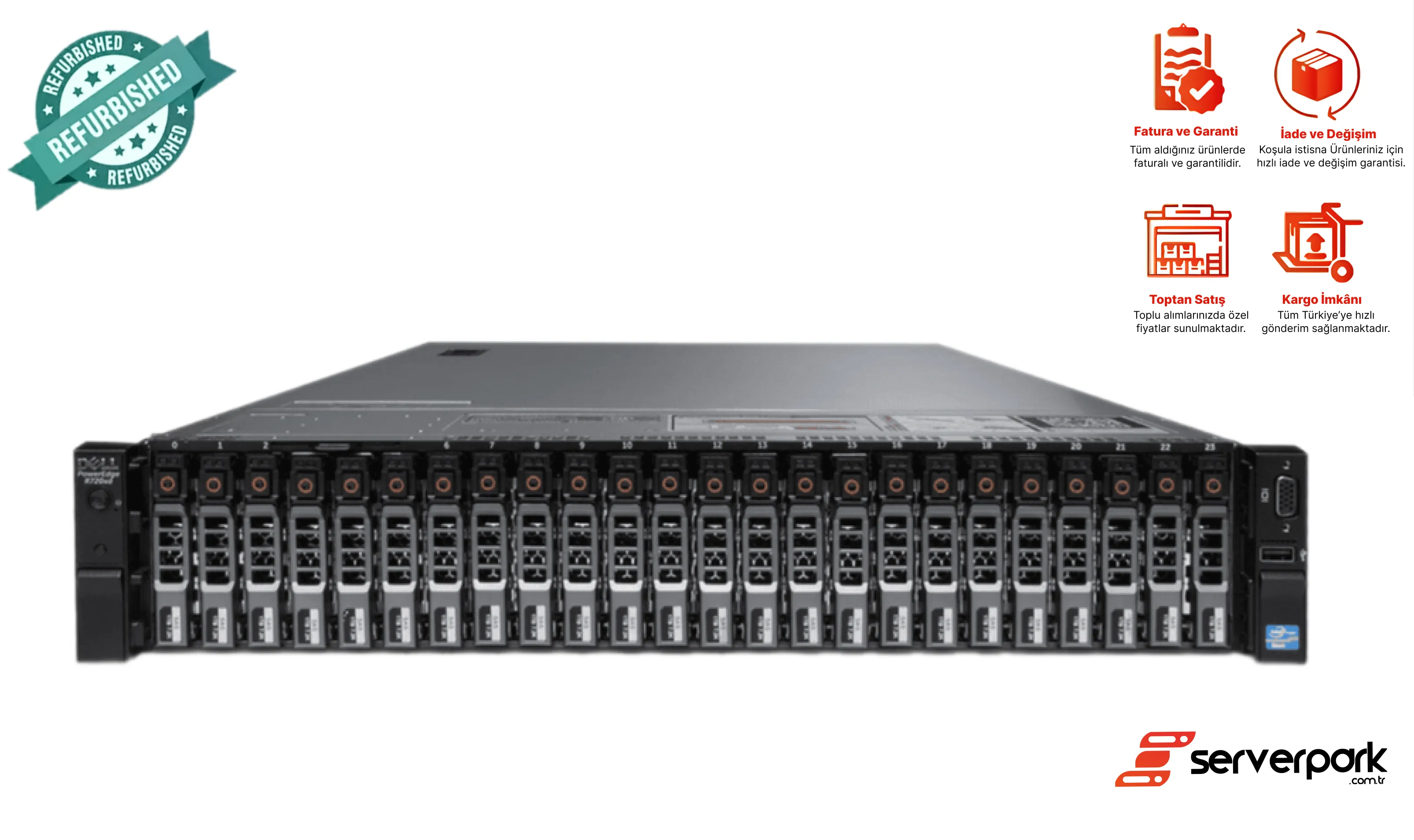 DELL R730XD - 26SFF / 2 x E5-2695 V4 ( 72 Core ) / 256GB DDR4 / Universal Raf Kızak