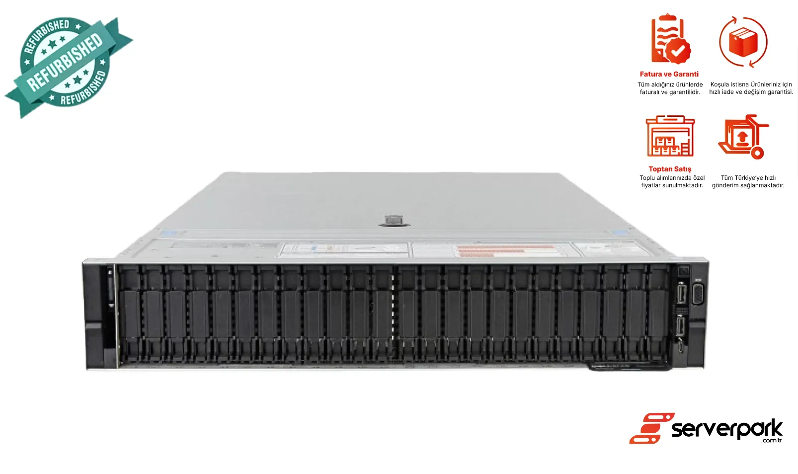 DELL R740XD - 24SFF / 2 x GOLD 6152 / 256 GB DDR4 / 2 x 750 PS / 2GB RAID / Universal Raf Kızak
