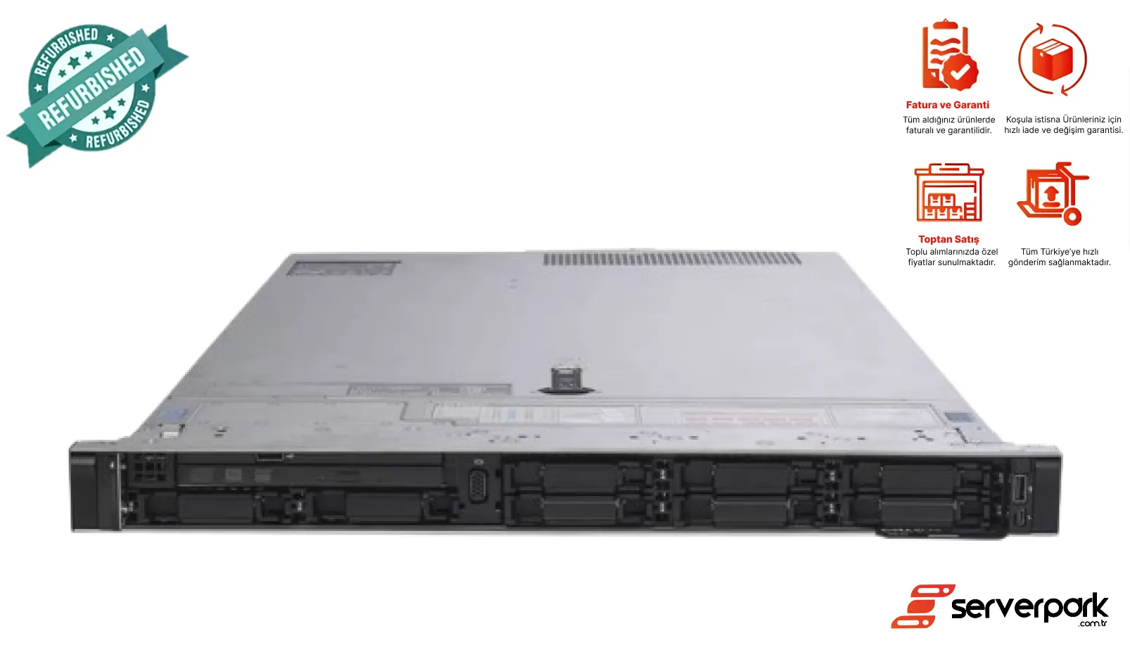 DELL R640 - 8SFF / 2 x Platinum 8176 CPU / 256 GB DDR4 RAM / 2 GB RAID / 2 x 750W PS / Universal Raf Kızak