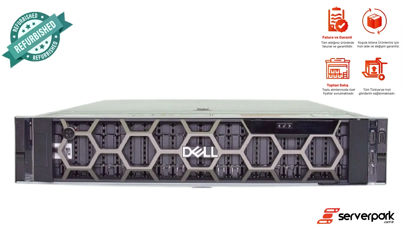 DELL R740 - 24SFF NVME / 2 x Intel® Platinum 8260 CPU / 512 GB DDR4 / 2GB RAID / 2 x 750W PS / Universal Raf Kızak