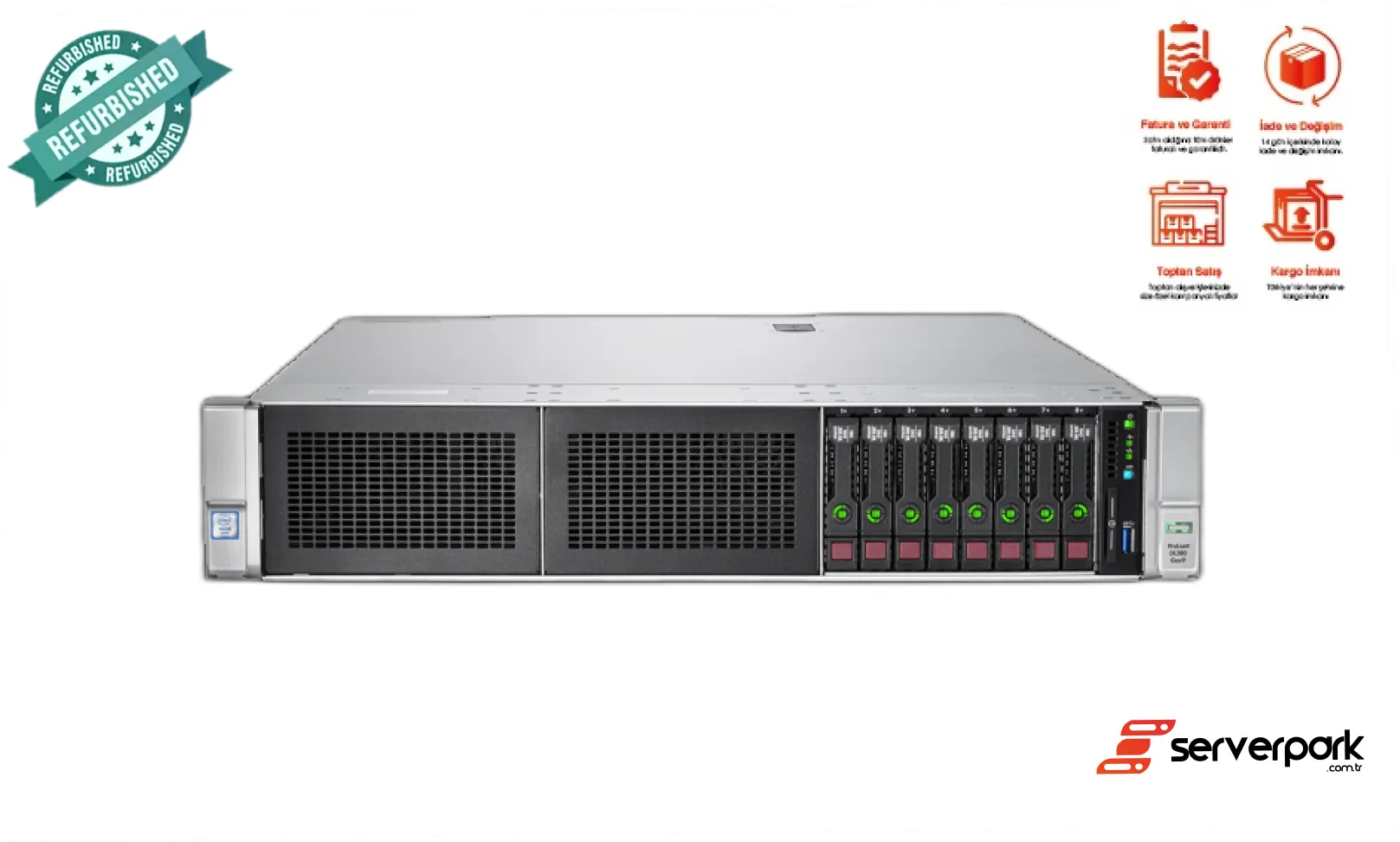 HP DL 380 GEN9 / 2 x E5 - 2690 V4 CPU / 384 GB DDR4 /  2 GB Raid / 2 x 500 PS  / Universal Raf Kızak