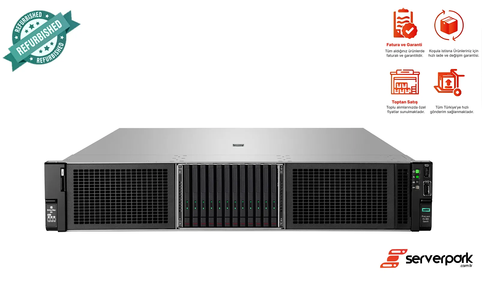 HP DL380 GEN11 8SFF / 1 x Intel® Xeon® Silver 4510 CPU / 32 GB DDR5 / 4 GB Raid / 2 x 1000 PS / Railkit