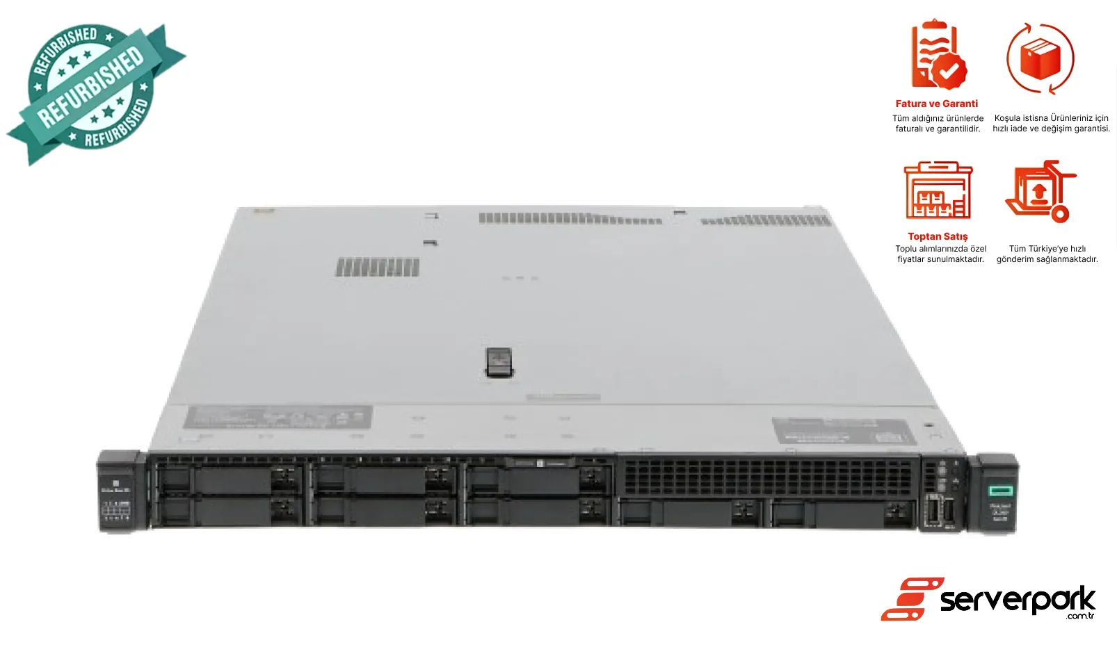 HP DL 360 GEN10 8SFF / 2 x Intel® Xeon® Gold 6138 CPU / 128 GB DDR4 / 2 GB Raid / 2 x 500 PS / Universal Raf Kızak