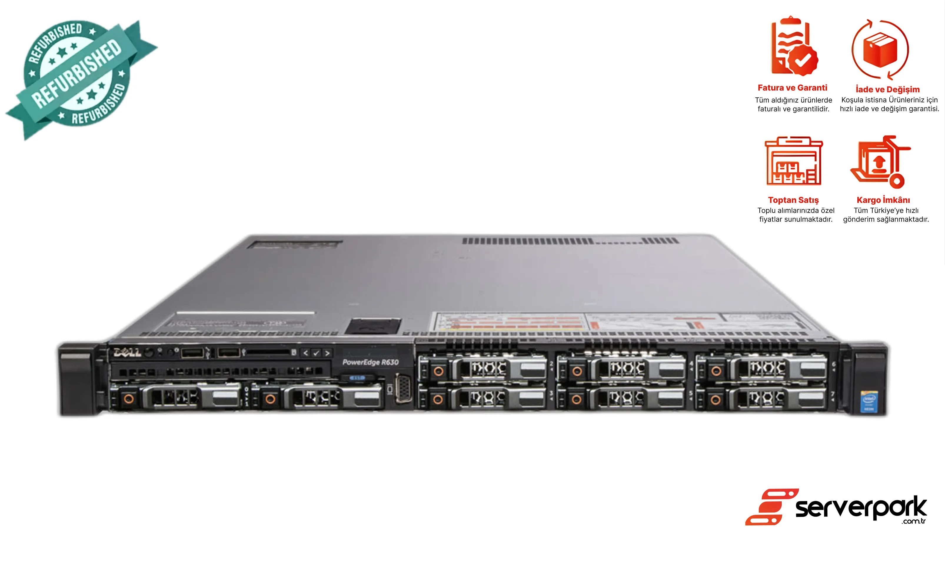 ﻿DELL R640 - 10SFF | 2 x PLATINUM 8173M (112 Core) / 512 GB DDR4 / Orjinal Raf Kızak