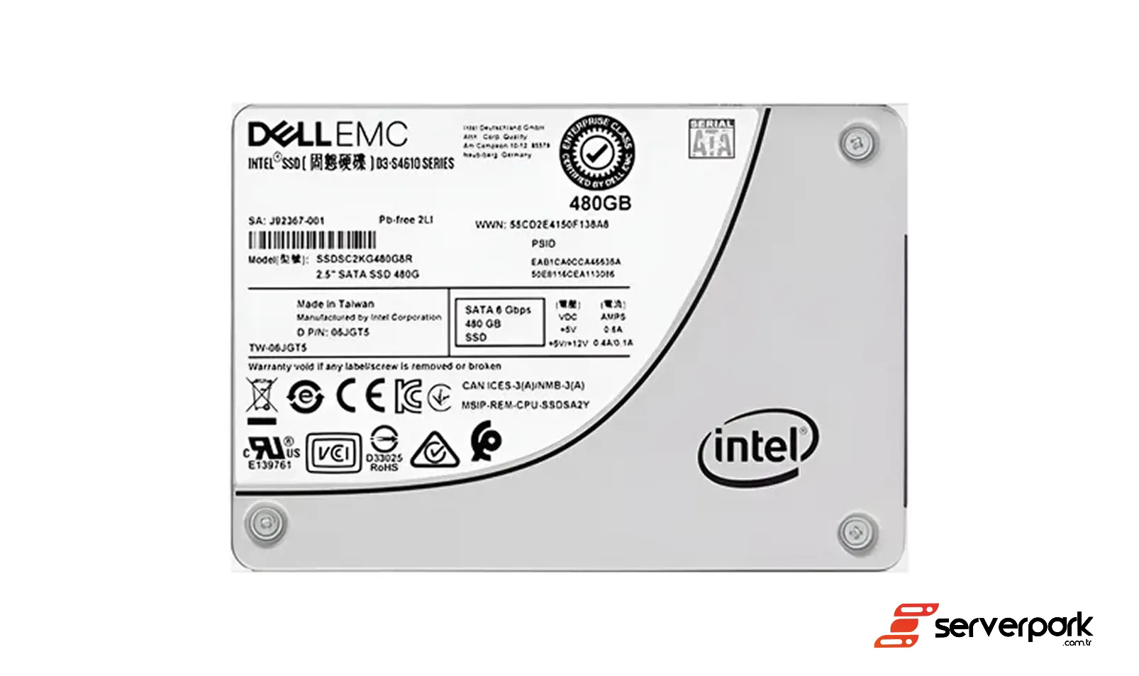 DELL 480GB 2.5 SATA SSD - PN: J92367-004