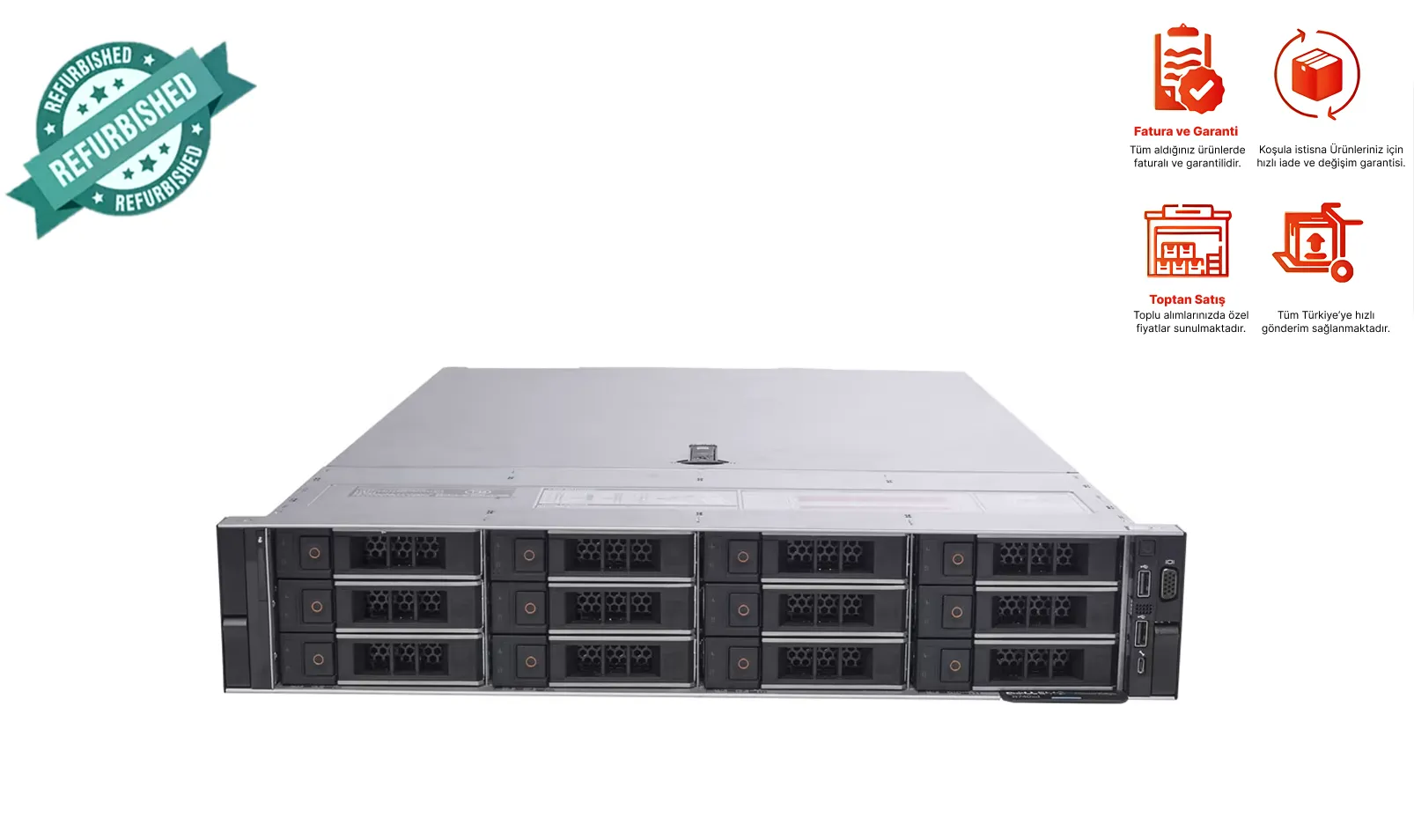 DELL R740XD - 16LFF * 4SFF / 2 x Gold 6138 CPU / 64 GB DDR4 / 8 GB Raid / 2 x 1100 PS / Universal Raf Kızak