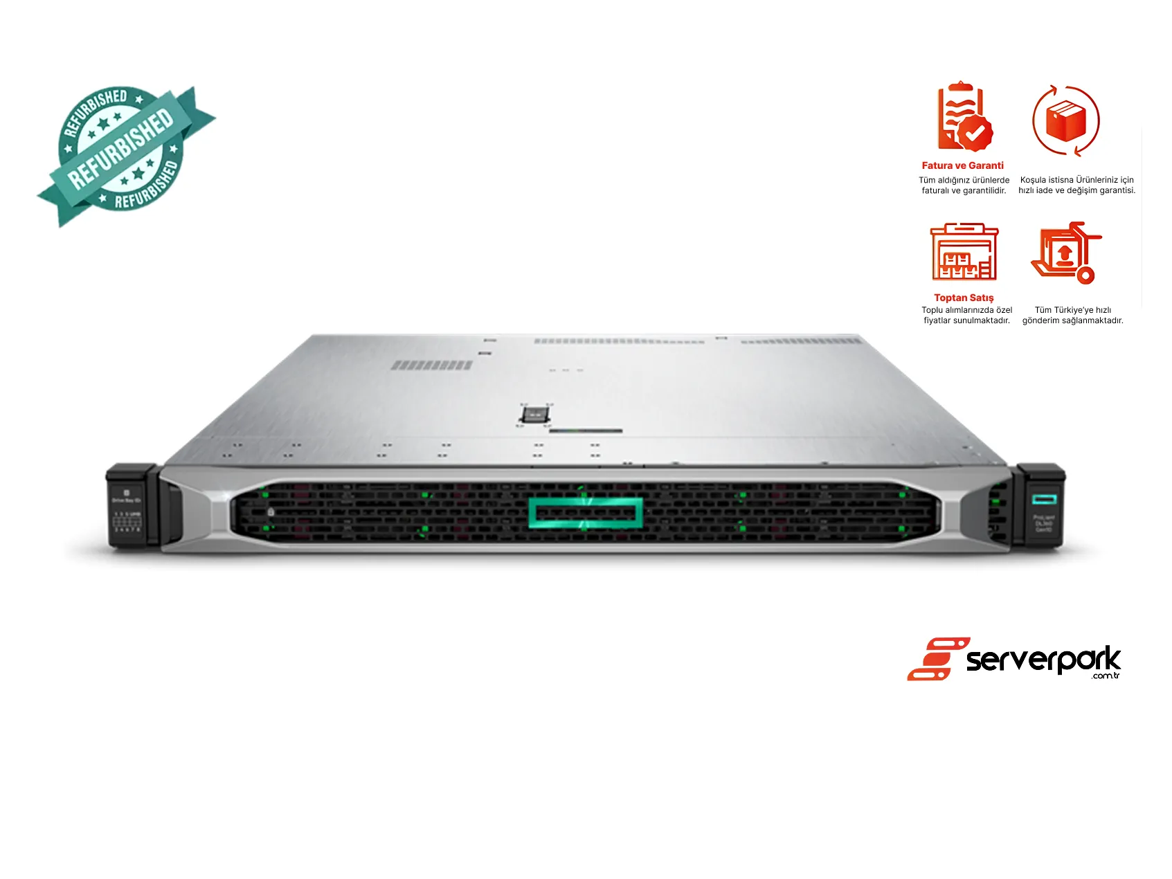 HP DL 360 GEN10 / 2 x Platinum 8160 ( 96 Core ) / 768 GB DDR4 /  2 GB Raid / 2 x 500 PS / Universal Raf Kızak