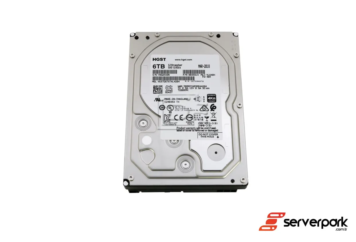 HPE NIMBLE 6TB 12G 7.2K SAS Hard Disk - PN: HUS726T6TAL4204