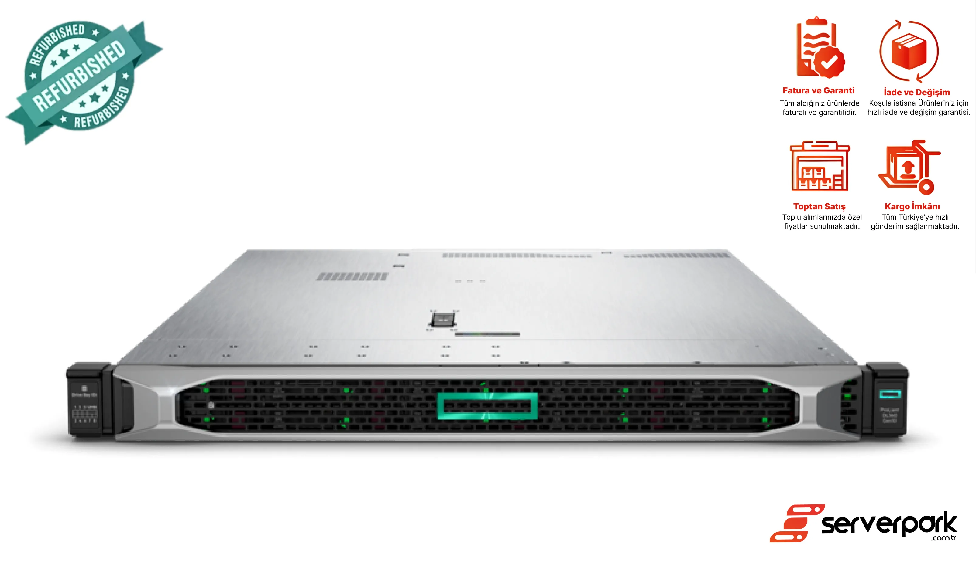 HP DL 360 GEN10 / 2 x GOLD 6138 CPU / 256GB DDR4 / 2 GB Raid / 2 x 500 PS / Universal Raf Kızak