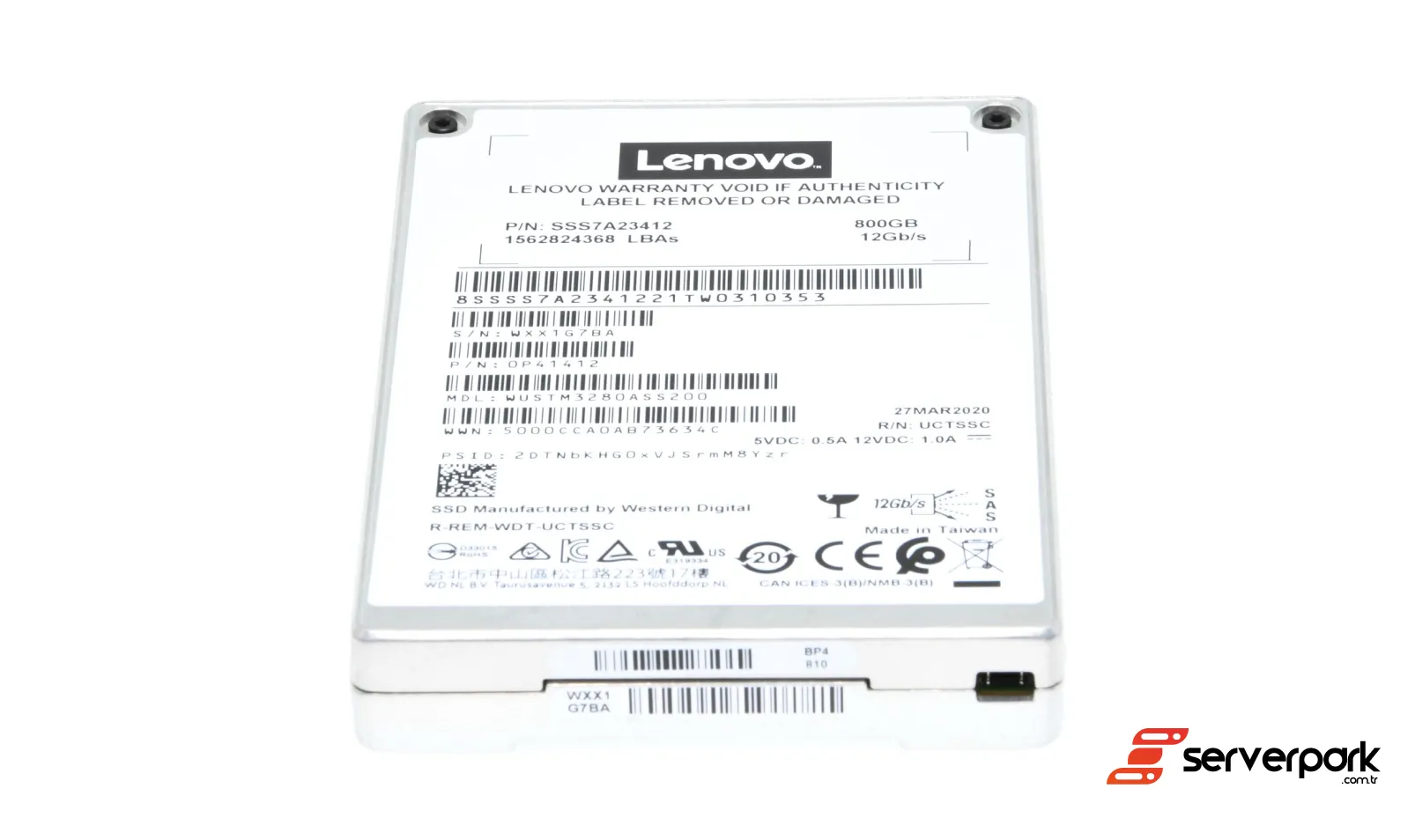 Lenovo 800GB 12G SAS SSD - PN: 0P41412 / SSS7A23412