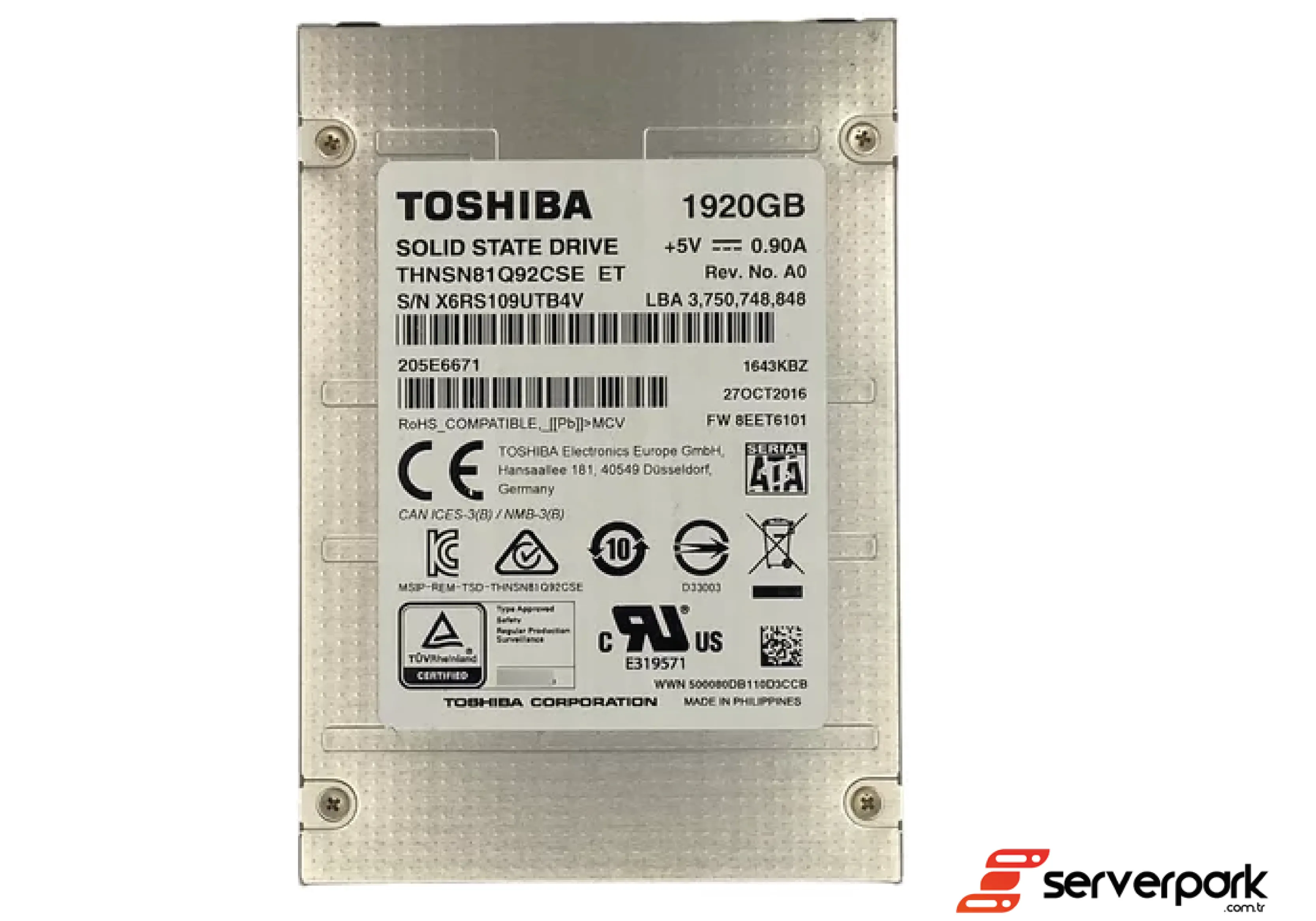 TOSHIBA HK4R 1.92TB 2.5 SATA  SSD - PN: THNSN81Q92CSE