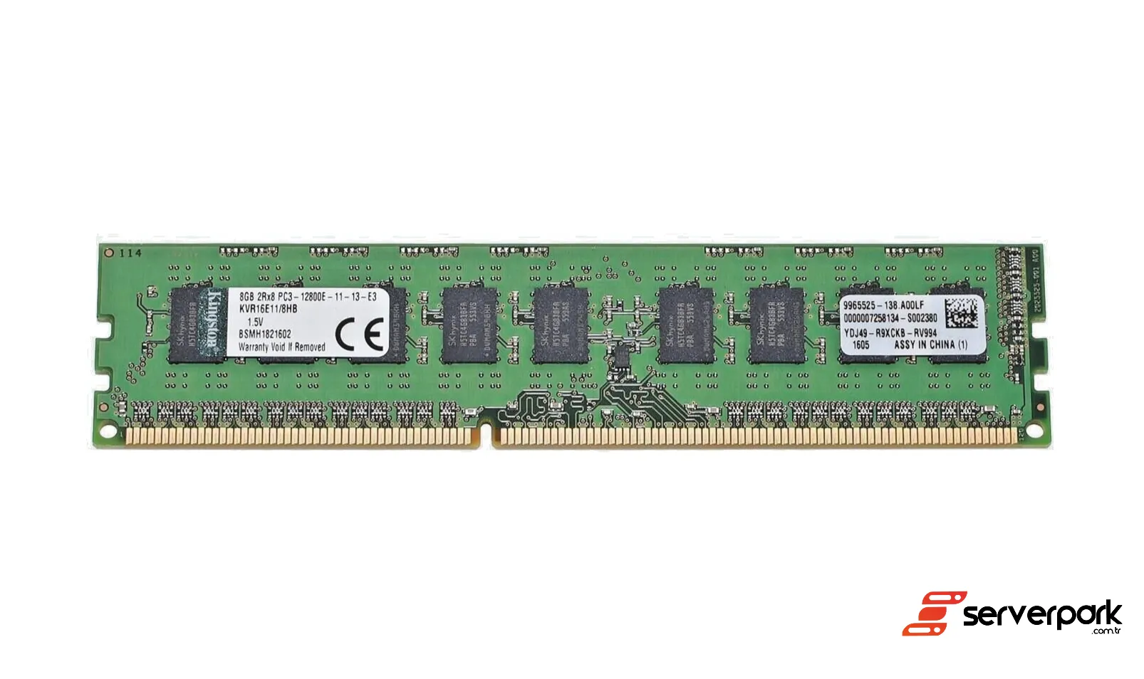 Kingston 8GB 2Rx8 PC3-12800E DDR3 ECC – PN: KVR16E11/8 / KVR16E11/8I