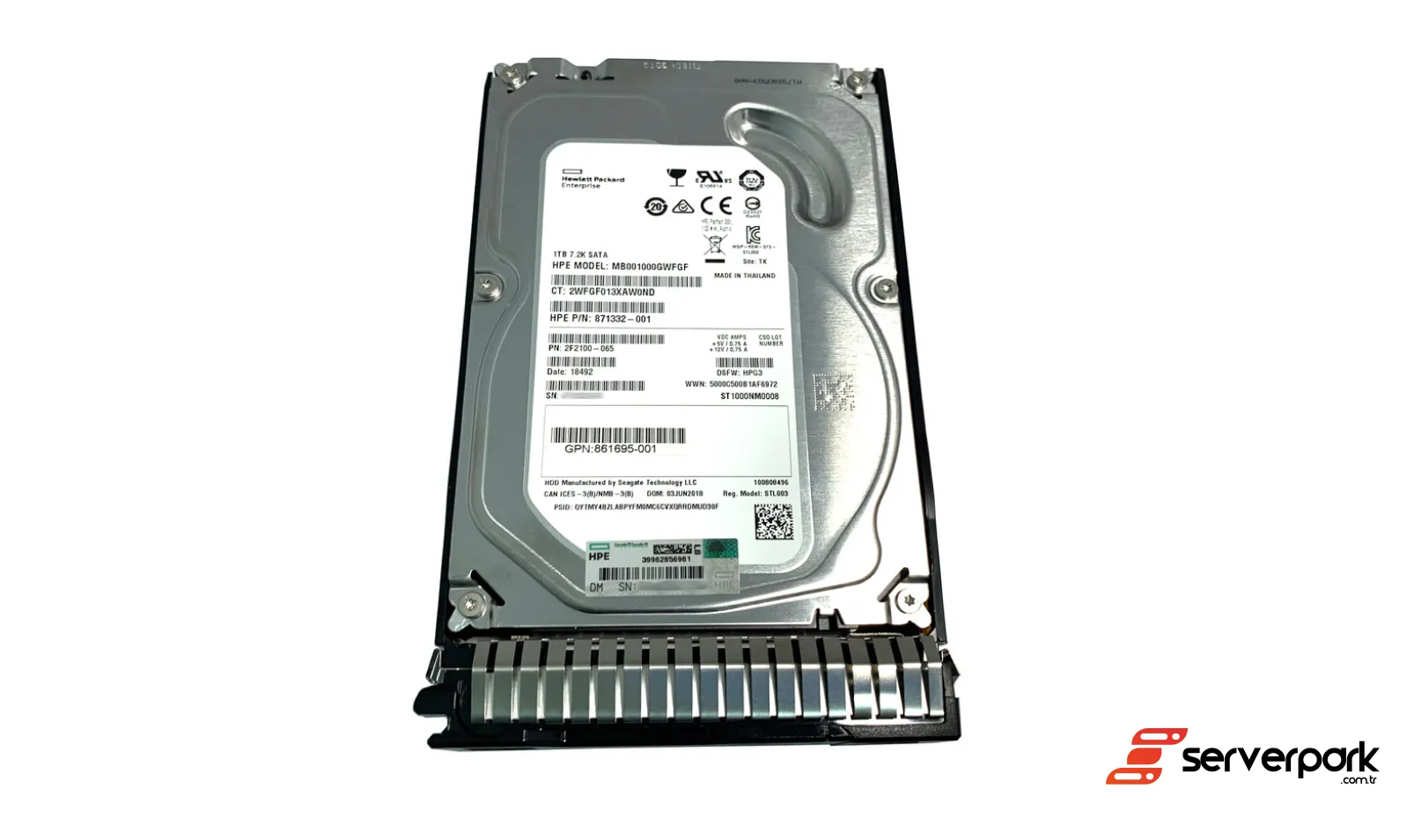 HPE 1TB 3.5' SATA Hard Disk - PN: 872295-003 / 861691-B21