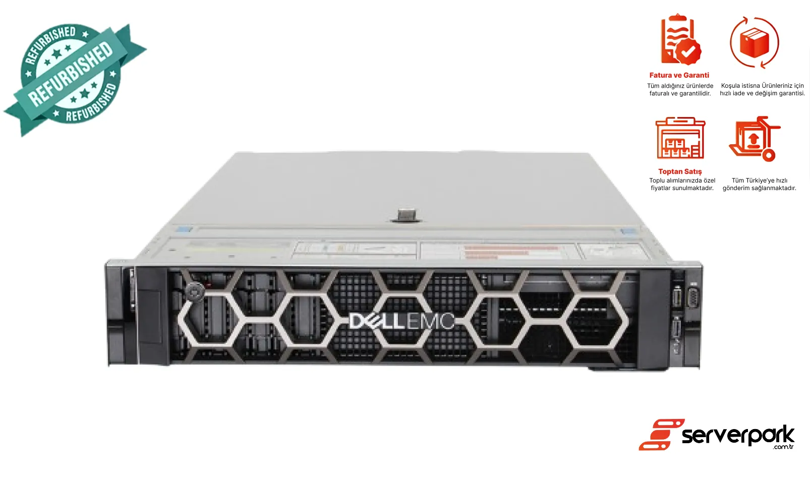 DELL R740 - 8SFF / 2 x Intel® Platinum 8268 CPU / 512GB DDR4 / 2 GB RAID / 2 x 750W PS / Orjinal Rail Kit