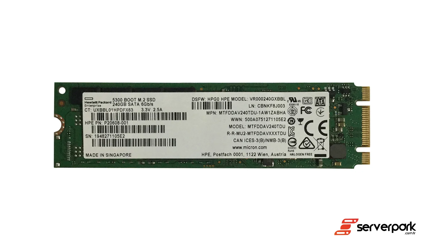 HPE 240GB M.2 SATA SSD - PN: 876595-001