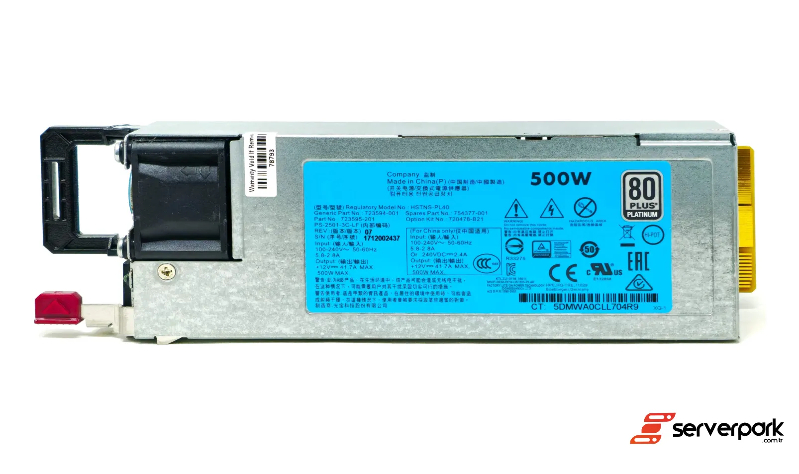 ​HPE DL360 Gen9, DL380 Gen9 - 500W Power Supply  PN: 723595-101