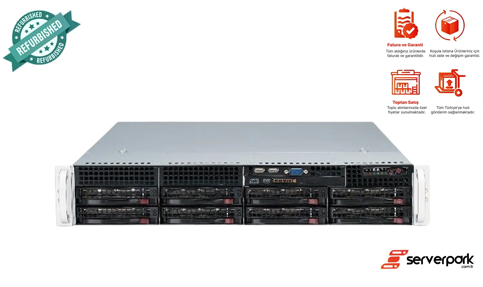 Supermicro - Magnetar MR-S2112SLM / 1 x E3-1241 V3 CPU / 16 GB DDR3 / 512 MB Raid Kartı / 2 x 920 PS / Universal Raf Kızak