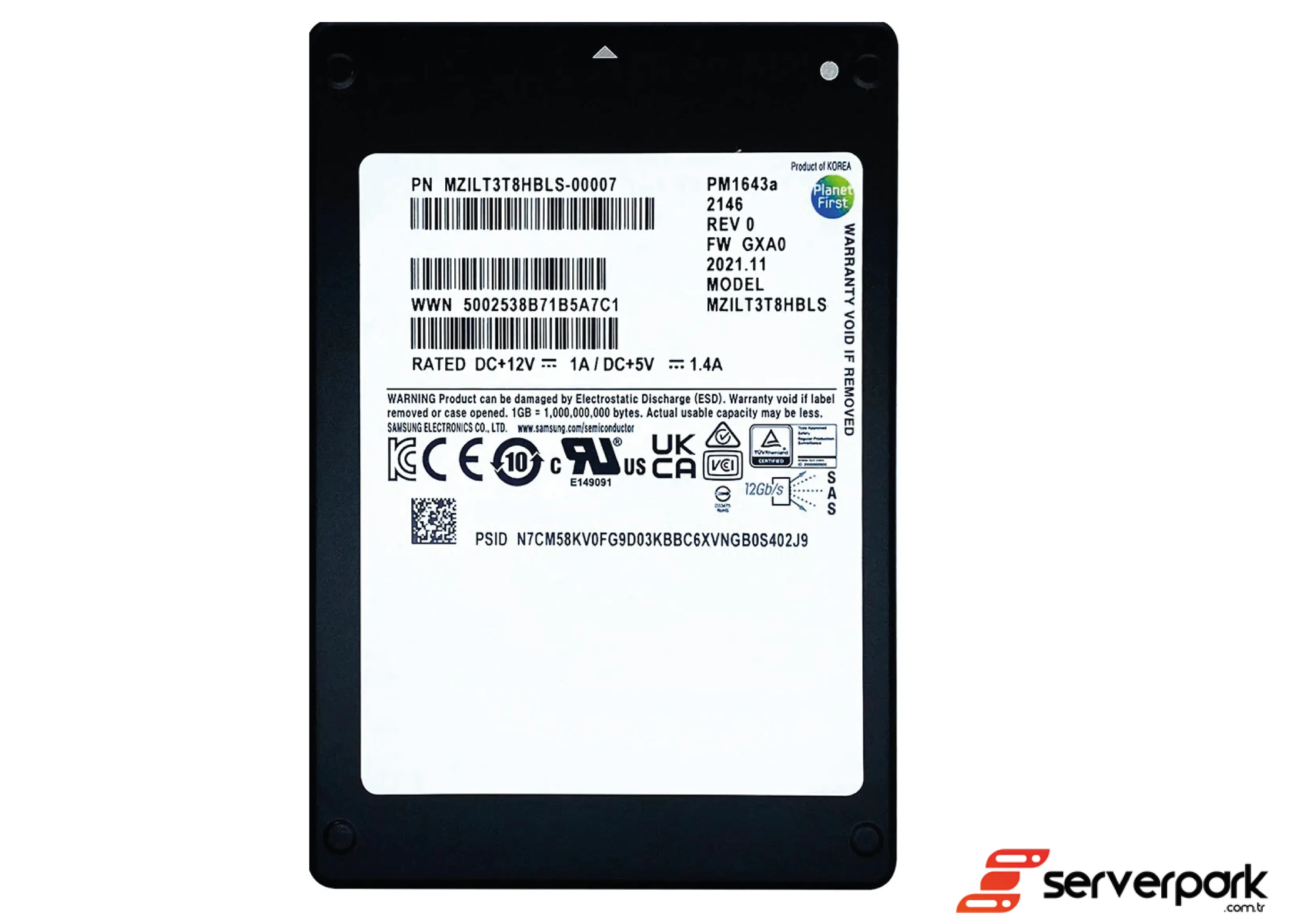 Samsung PM1643a 3.84 TB 2,5' SAS SSD -PN: MZILT3T8HBLS-00007