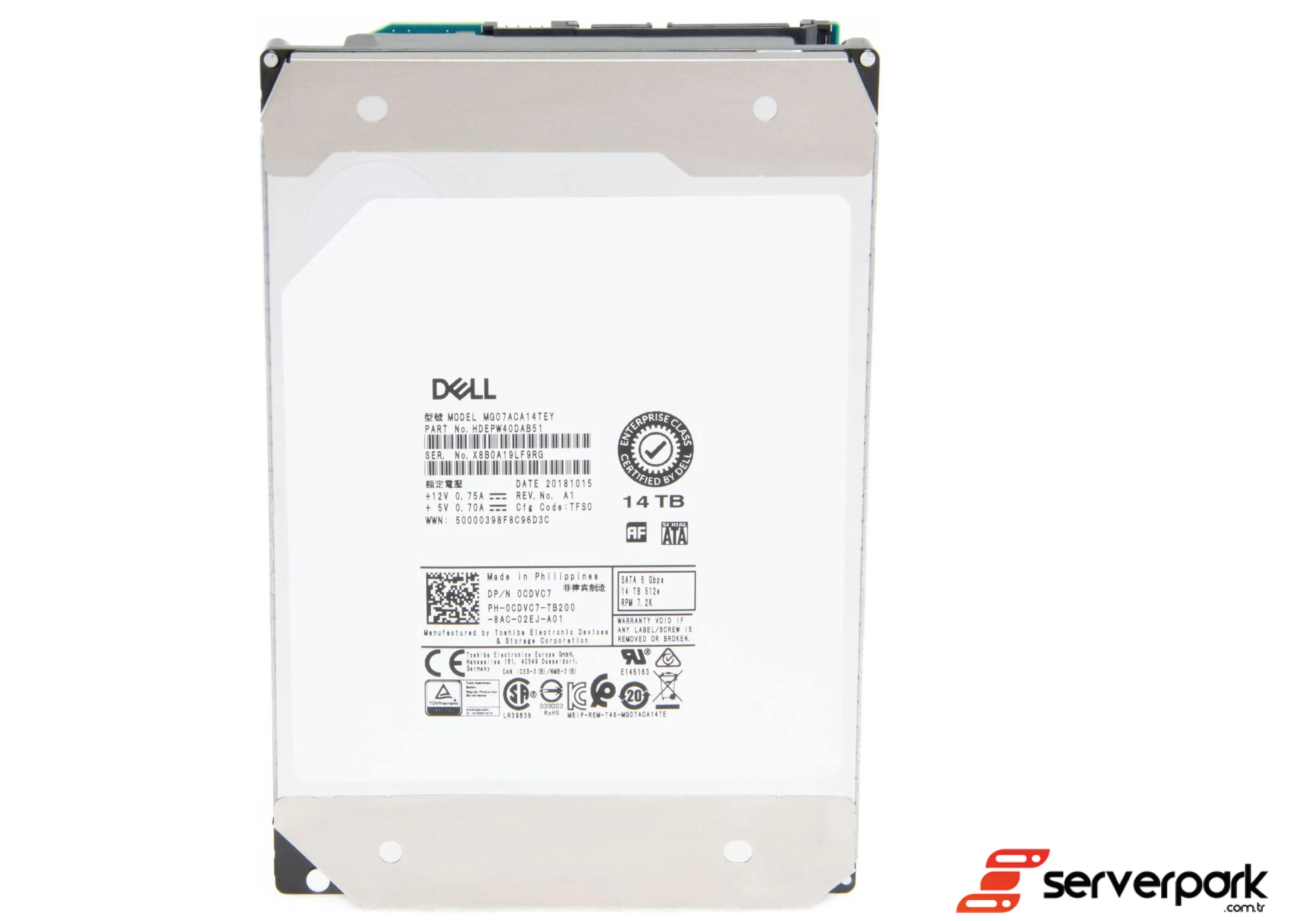 DELL 14TB 3.5' SATA Hard Disk - PN: 0CDVC7 / CDVC7