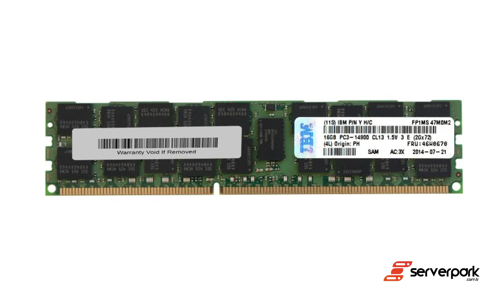 IBM 16GB 2Rx4 PC3-14900R R-DIMM DDR3 REG ECC PN: 46W0670