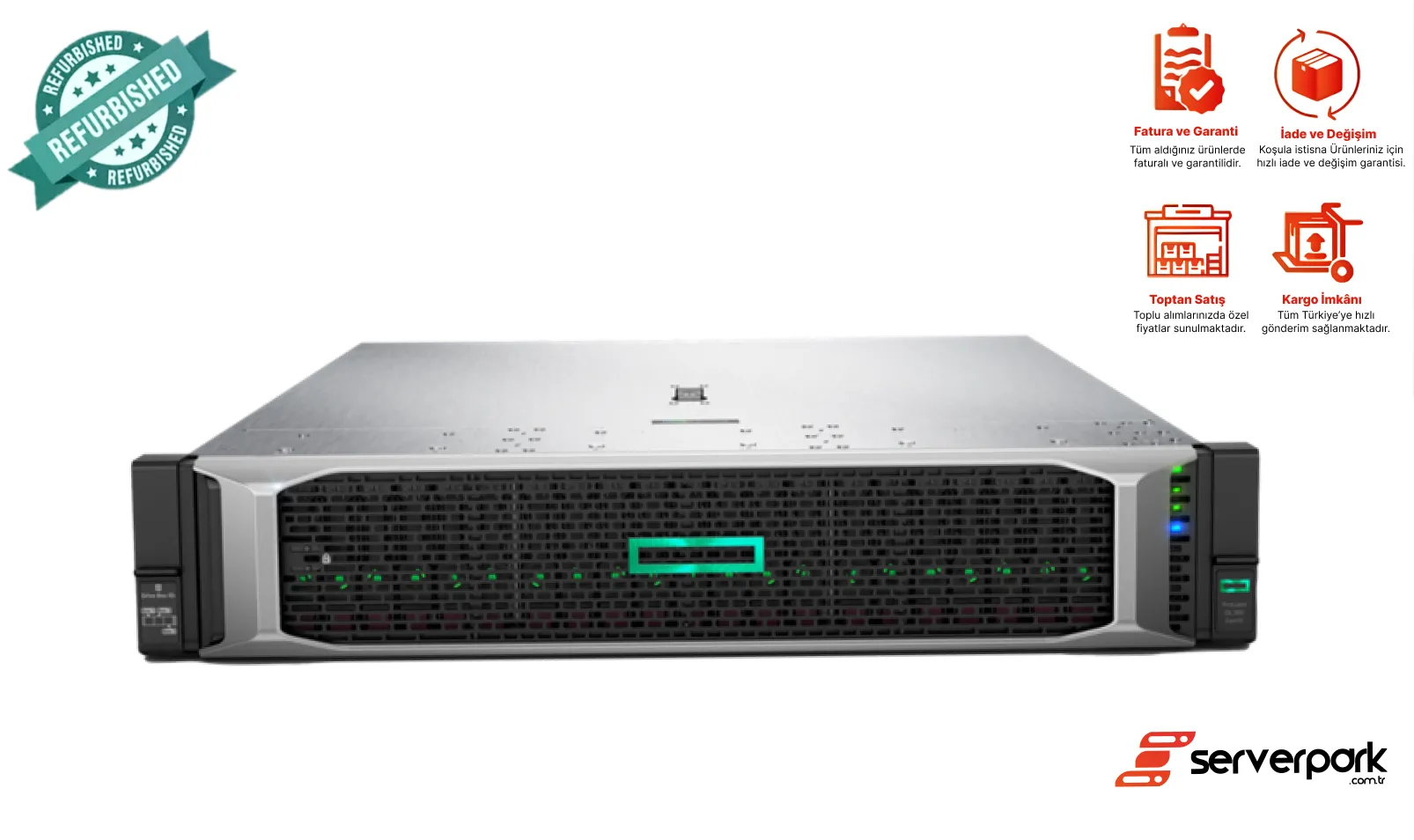 ﻿HP DL 380 GEN10 8SFF / 2x Gold 6152 CPU / 256 GB DDR4 /  2 GB Raid / 2 x 500 PS  / Universal Raf Kızak