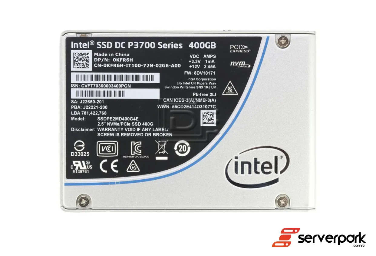 Intel 400GB PCIe NVMe SSD - PN: SSDPE2MD400G4 / Dell 0KFR6H