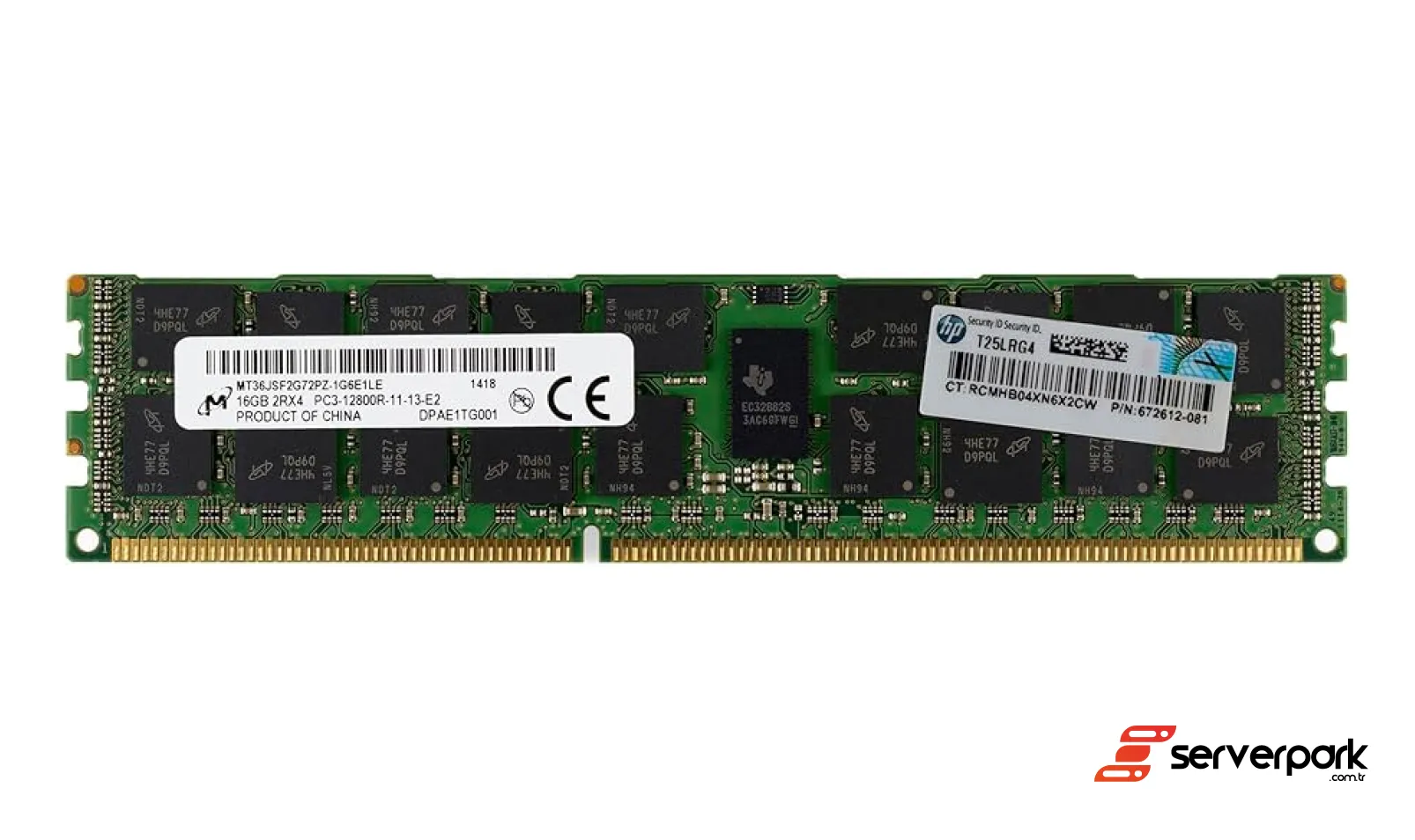 HP 16GB 2Rx4 PC3-12800R R-DIMM DDR3  REG ECC 684031-001