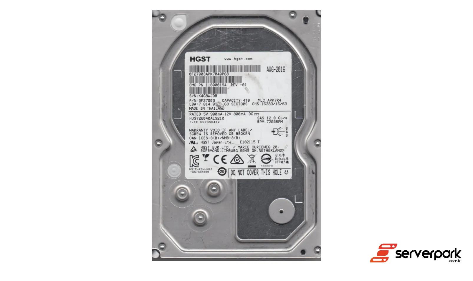 HGST Ultrastar 7K6000 3.5' 4TB  7.2K SAS / HDD - HUS726040ALS210