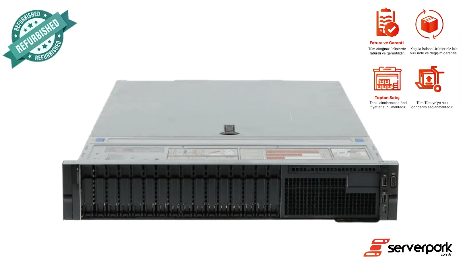 DELL R740 - 8SFF / 2 x PLATINUM 8173M (112 Core) / 256 GB DDR4 / 2 x 750W PS / 2GB Raid / Orjinal Rail Kit / Frontbazel
