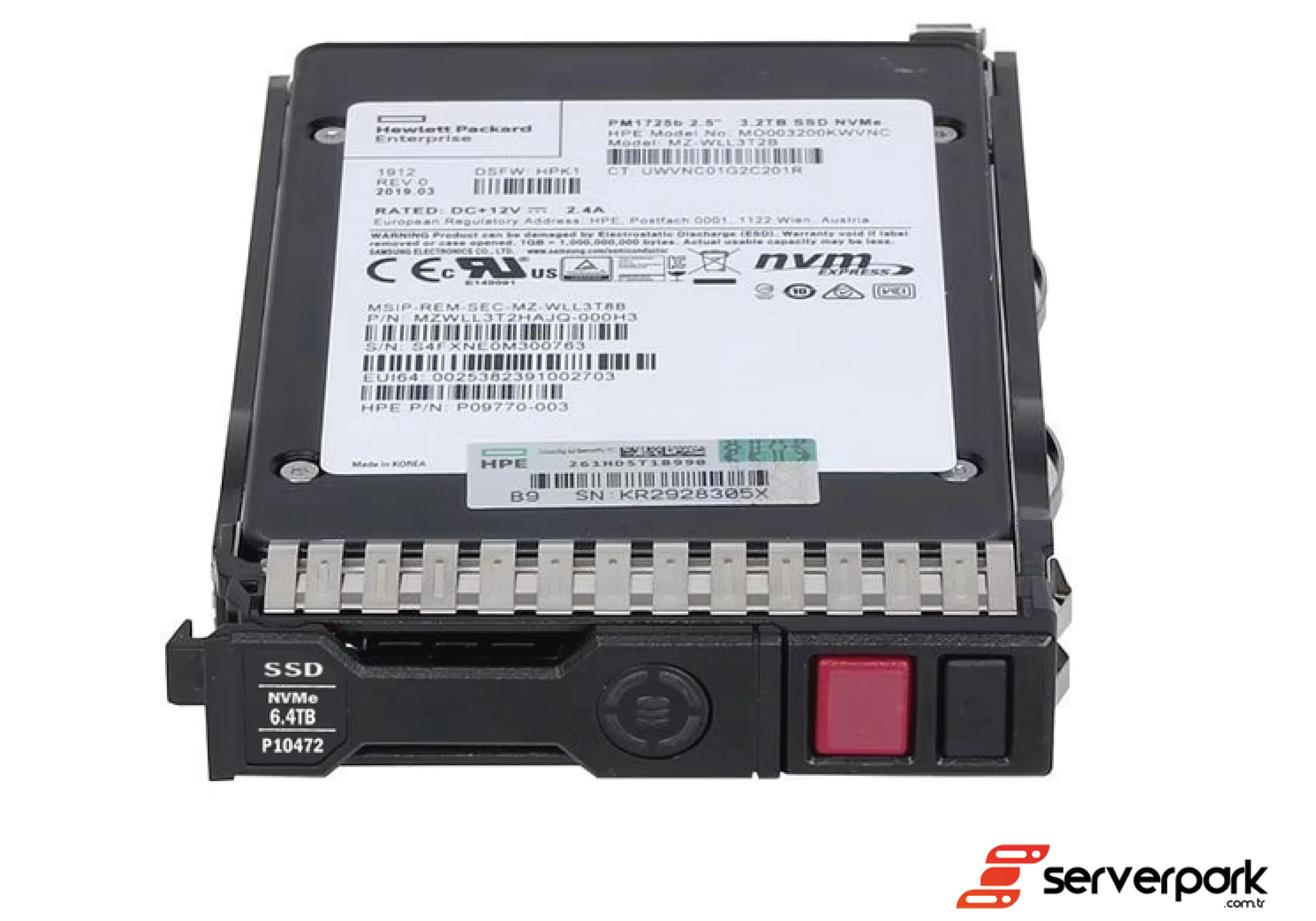 HPE 6.4TB NVMe Gen4 MP MU SSD - PN: P10472-001